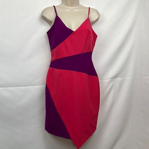 Nicole Miller Pink and Purple Asymmetrical dress size 4 - Picture 4 of 16